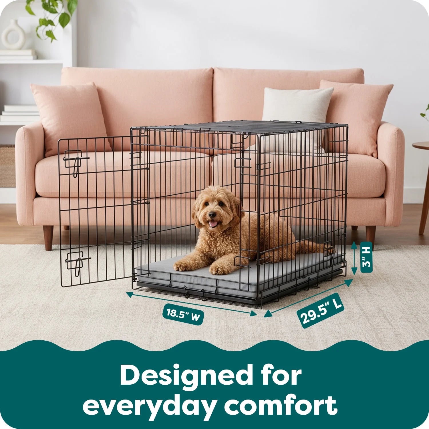 (2 Pack)  Pet Products Restful Dreamer Medium Orthopedic Foam Deluxe Crate Mat, Gray