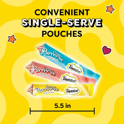 Creamy Puree Chicken, Salmon & Tuna Lickable Cat Treats, 12G Pouches (24 Pack)