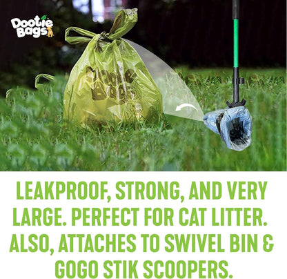 The Original Dootie Bag Is Back! Pooch Approved Large Dootie Bags, Dog Poop Bags. Strong, Leakproof - EZ Tie Handles. Perfect for Dogs & Cat Litter. Pet Waste Cleanup, Swivel Bin &  Scoopers.