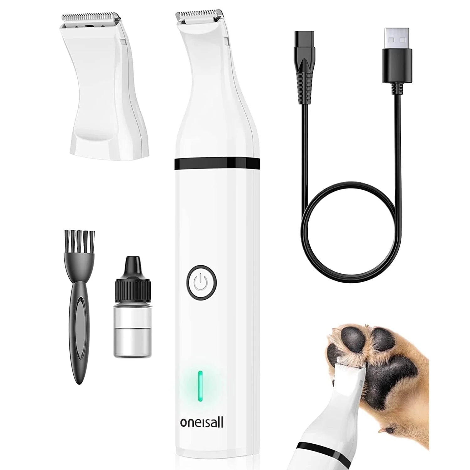 N5 Dog Clippers/Dog Paw Trimmer with Double Blades 2 in 1 Quiet Dog Grooming Clippers/Cordless 2 Speed Small Pet Hair Trimmers for Dog'S Hair around Paws, Eyes, Ears, Face, Rump (White)