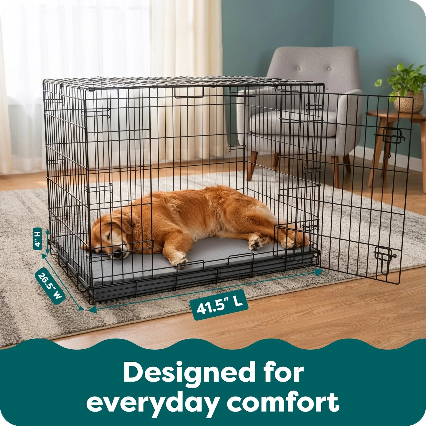 Pet Products Mattress Edition Large Memory Foam Dog Kennel & Crate Mat, Gray