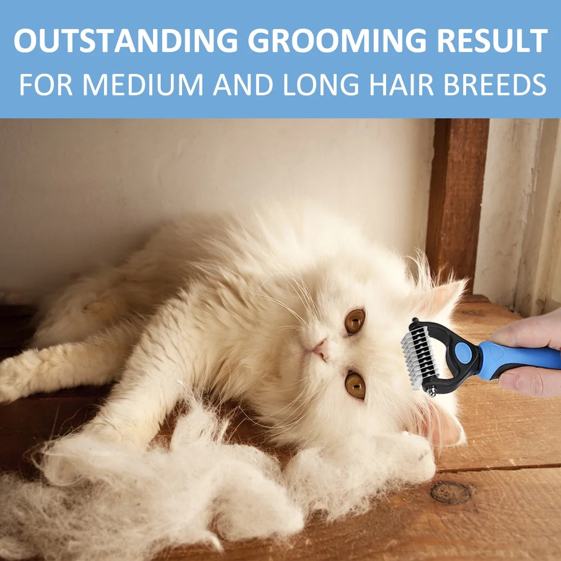 Pet Grooming Dematting Brush Undercoat Rake for Dogs & Cats 2 Sided Professional Grooming Tool