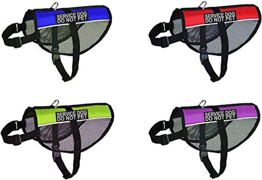 Service Dog Mesh Vest Harness Cool Comfort Nylon Purchase Comes with 2 Reflective Service Dog DO NOT PET Removable Patches. Please Measure Your Dog before Ordering