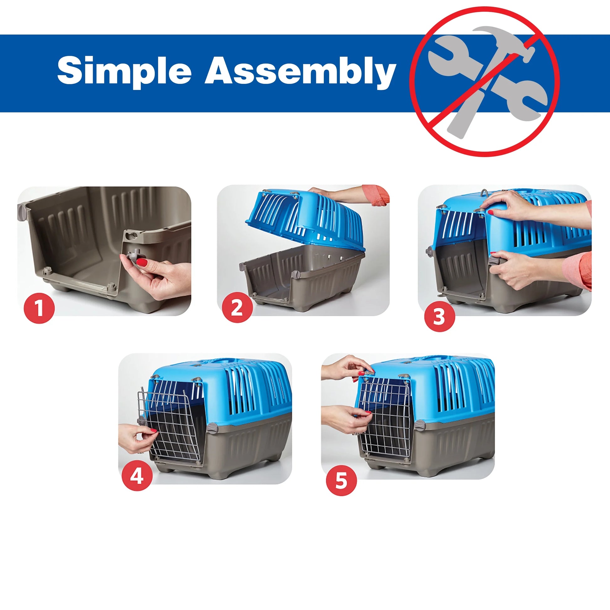 19 Inch Spree Travel Pet Carrier for Dog or Cat with Steel Door, Blue