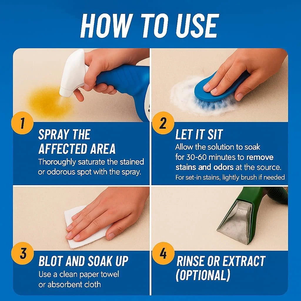 Pet Odor and Stain Eliminator Spray, Enzyme Cleaner for Dog and Cat Urine, Carpet and Upholstery Deodorizer, Natural Citrus, 32 Oz, 1 Pack