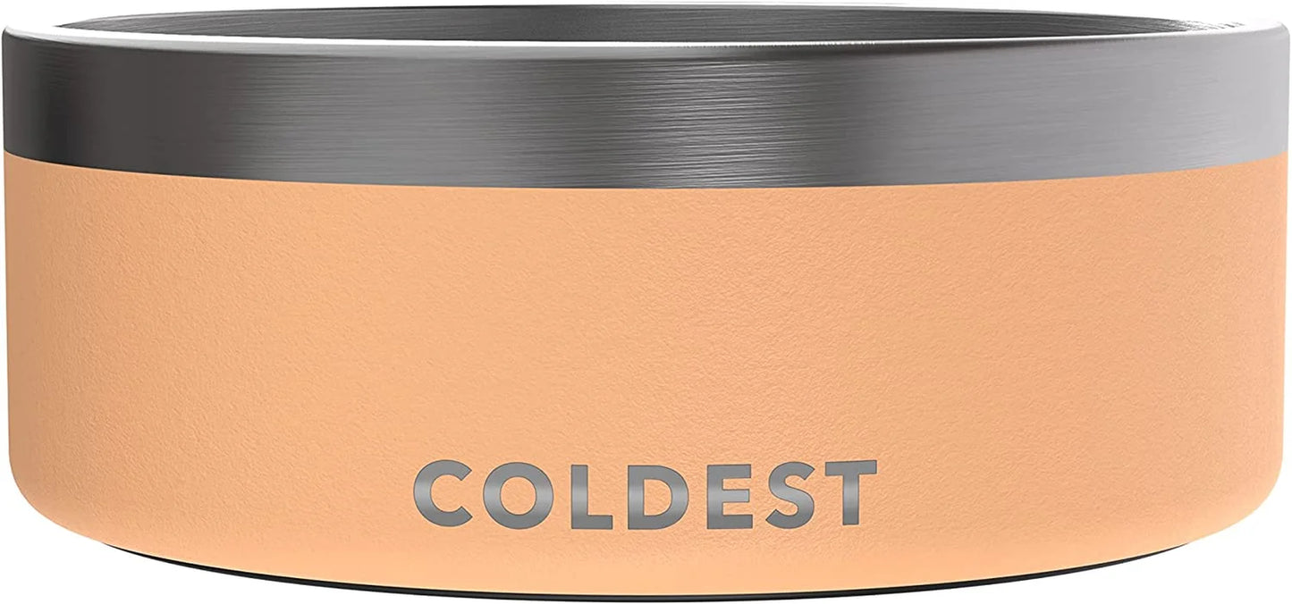 Dog Bowl - Stainless Steel Non Slip No Spill Proof Skid Metal Insulated Dog Bowls, Cats, Pet Food Water Dish Feeding for Large Medium Small Breed Dogs (64 Oz, Sahara Tan)