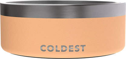 Dog Bowl - Stainless Steel Non Slip No Spill Proof Skid Metal Insulated Dog Bowls, Cats, Pet Food Water Dish Feeding for Large Medium Small Breed Dogs (64 Oz, Sahara Tan)