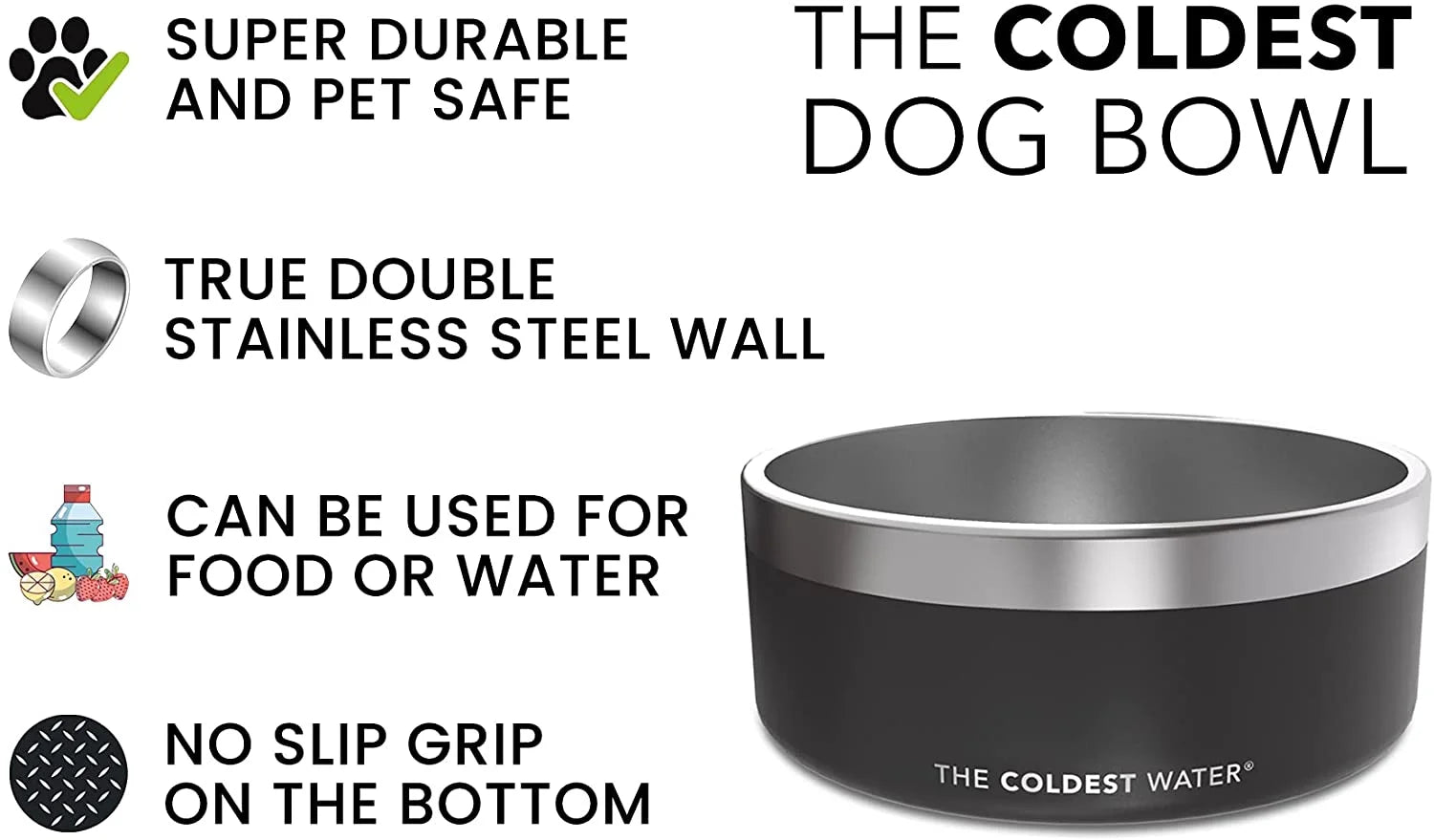 Dog Bowl - Stainless Steel Non Slip No Spill Proof Skid Metal Insulated Dog Bowls, Cats, Pet Food Water Dish Feeding for Large Medium Small Breed Dogs (64 Oz, Sahara Tan)