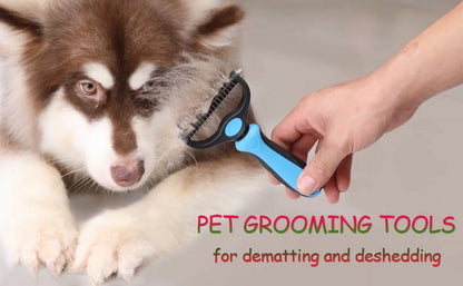Pet Grooming Dematting Brush Undercoat Rake for Dogs & Cats 2 Sided Professional Grooming Tool