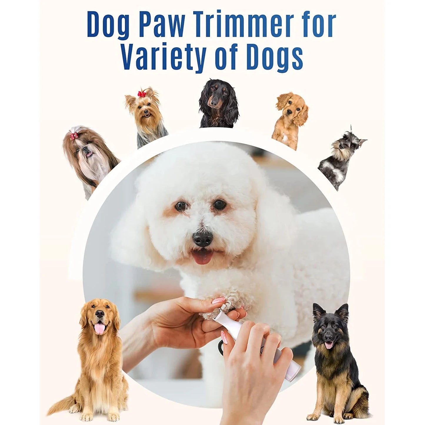 N5 Dog Clippers/Dog Paw Trimmer with Double Blades 2 in 1 Quiet Dog Grooming Clippers/Cordless 2 Speed Small Pet Hair Trimmers for Dog'S Hair around Paws, Eyes, Ears, Face, Rump (White)