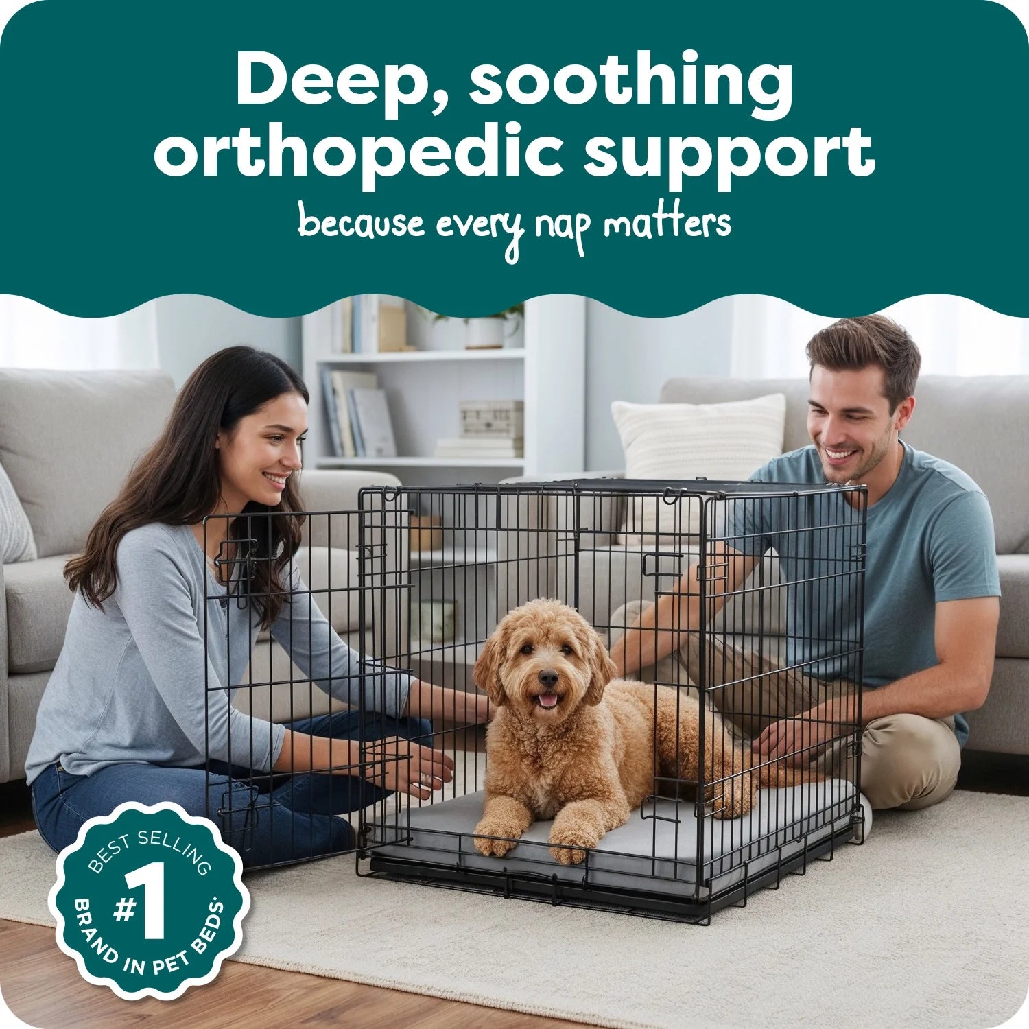 (2 Pack)  Pet Products Restful Dreamer Medium Orthopedic Foam Deluxe Crate Mat, Gray