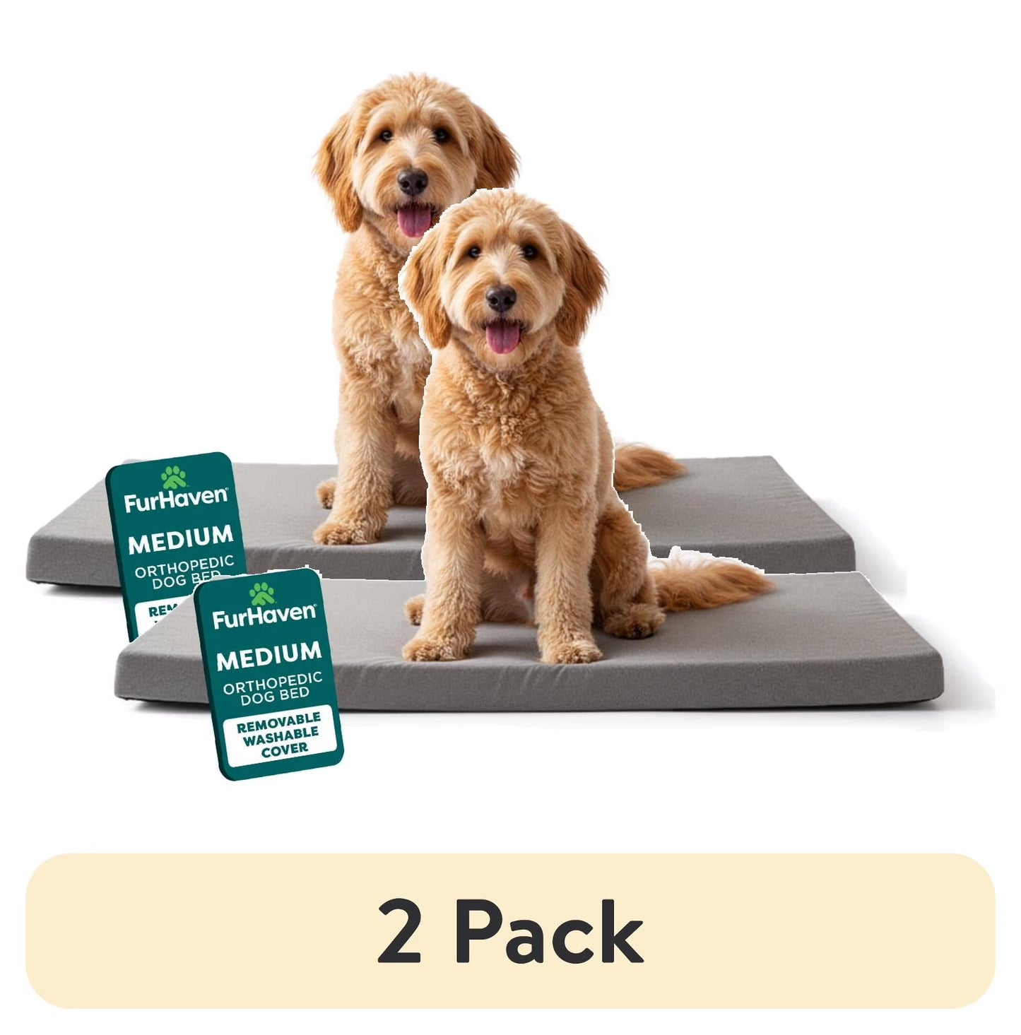 (2 Pack)  Pet Products Restful Dreamer Medium Orthopedic Foam Deluxe Crate Mat, Gray