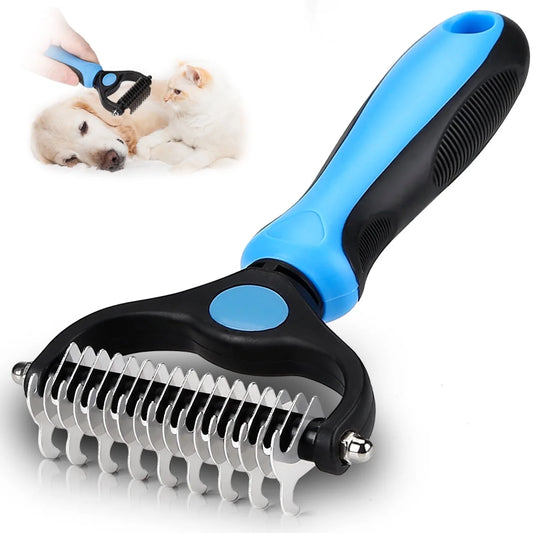 Pet Grooming Dematting Brush Undercoat Rake for Dogs & Cats 2 Sided Professional Grooming Tool