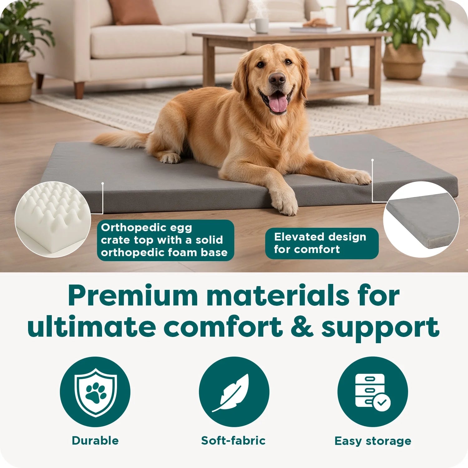 (2 Pack)  Pet Products Restful Dreamer Medium Orthopedic Foam Deluxe Crate Mat, Gray